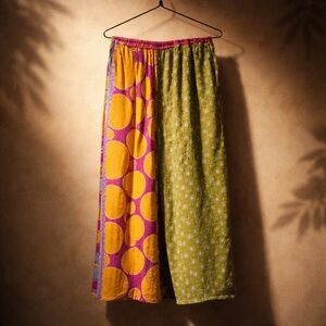 Red and Yellow Floral Patterned  Boho Pants.